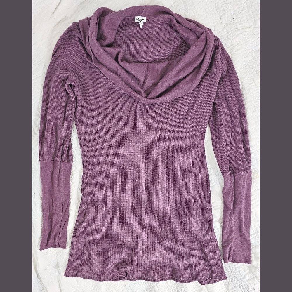 Splendid Brand - Purple Waffle Knit Long-sleeve Funnel Neck Top